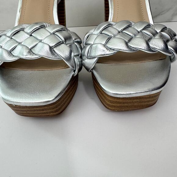Charles By Charles David Women Ironic Sandals Size 7 Braided Metallic Silver - Picture 7 of 10